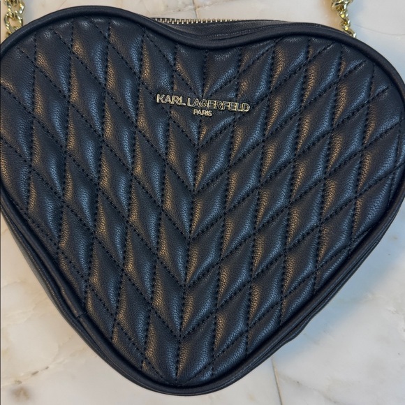 Karl Lagerfeld Black Quilted Heart Crossbody Bag - Picture 2 of 3